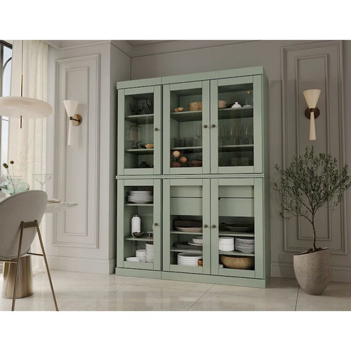 Meuble de rangement/argentier en bois massif de 123,2 cm avec portes vitrées et 2 tiroirs