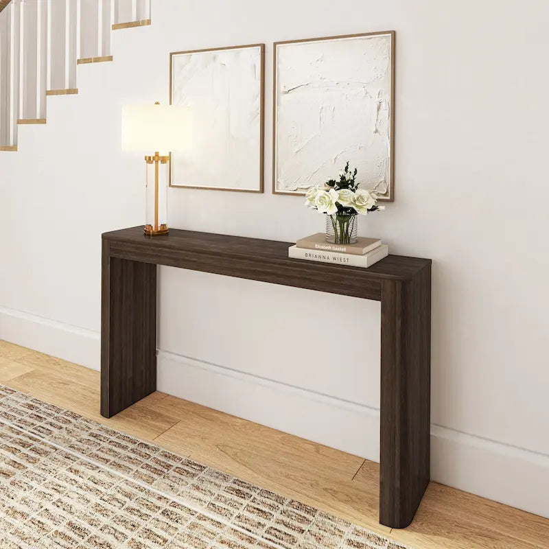 Console incurvée en bois de pin massif de 56 pouces
