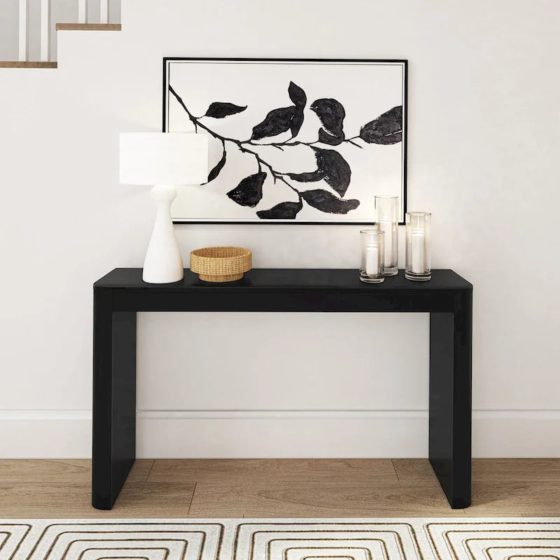 Console incurvée en bois de pin massif de 56 pouces