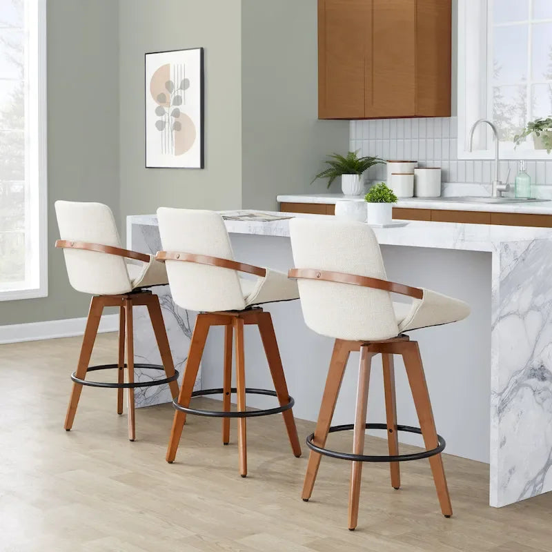 Tabouret de comptoir à hauteur fixe 26 pouces en tissu Noise