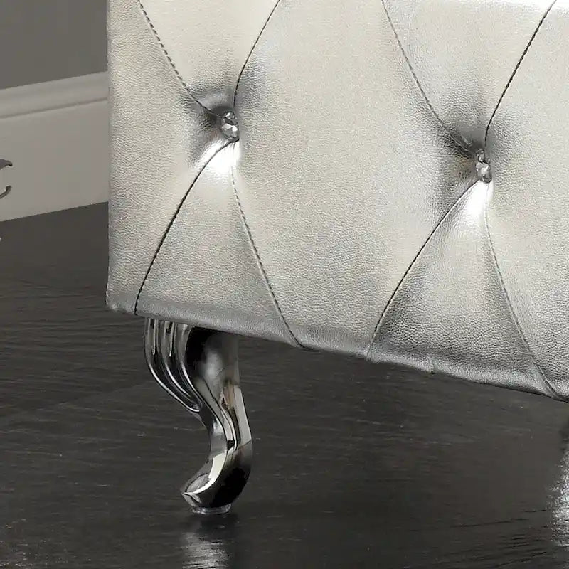 Banc de rangement capitonné en tissu