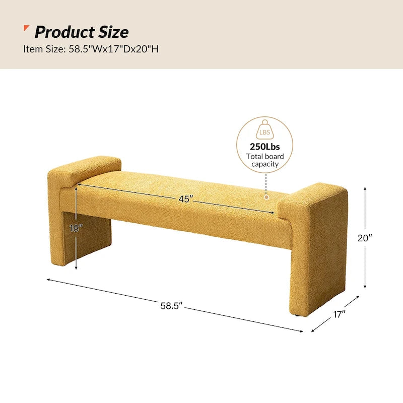 Banc de chambre tapissé avec plateau d'accoudoir