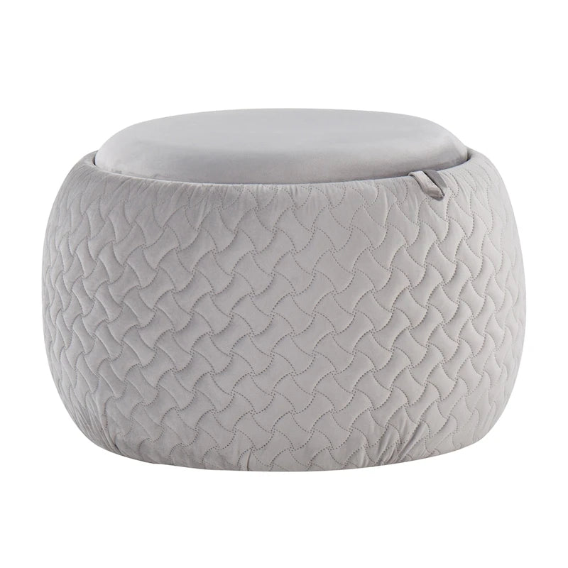 Pouf ottoman avec plateau amovible en bois naturel