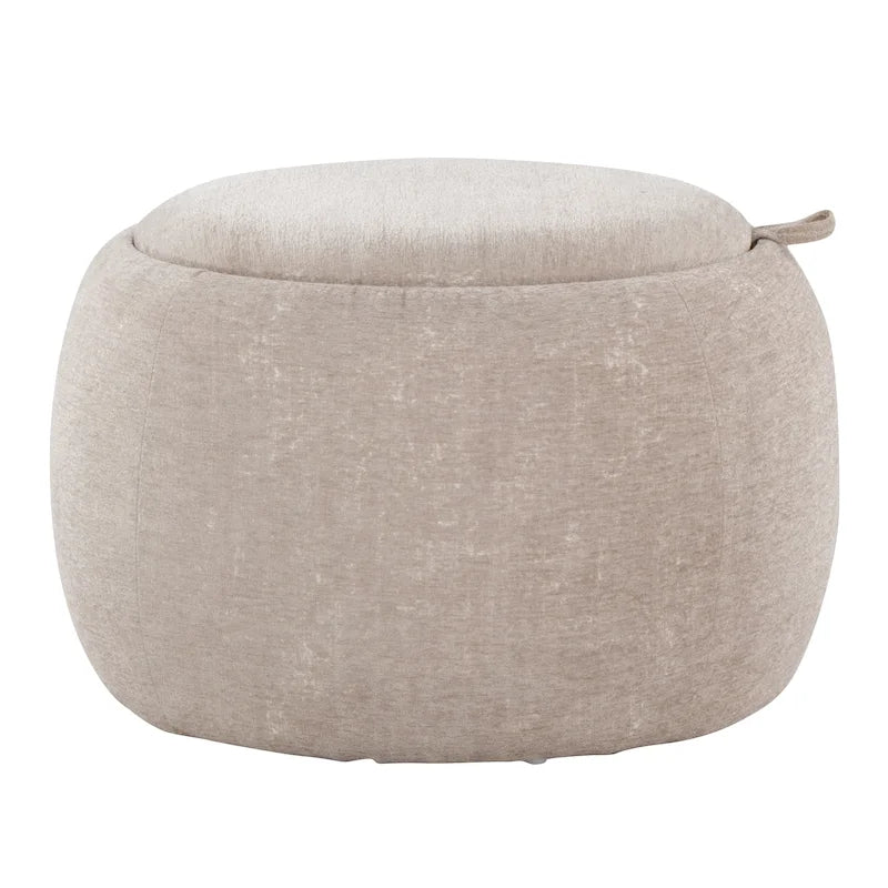 Pouf ottoman avec plateau amovible en bois naturel