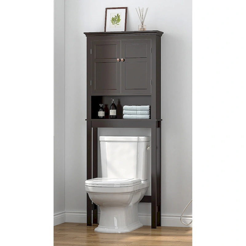 Meuble de rangement de salle de bain au-dessus des toilettes avec étagères réglables