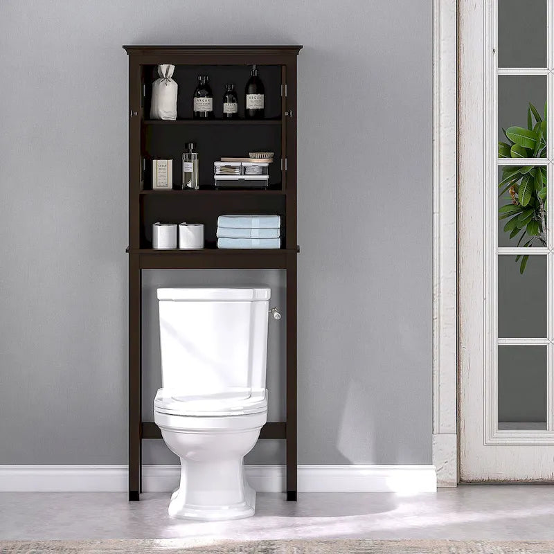 Meuble de rangement de salle de bain au-dessus des toilettes avec étagères réglables