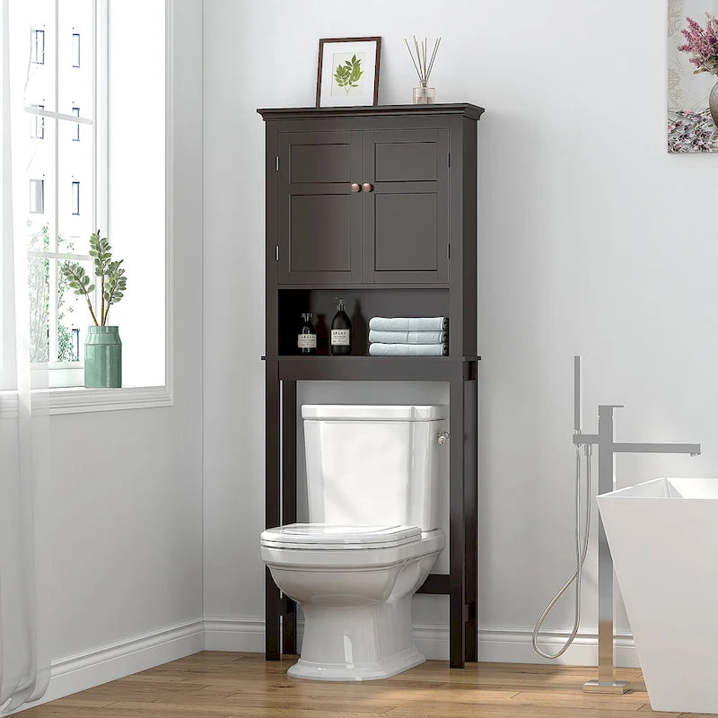 Meuble de rangement de salle de bain au-dessus des toilettes avec étagères réglables