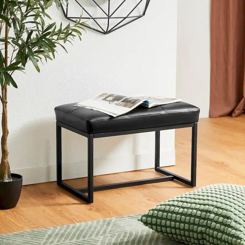 Repose-pieds ottoman capitonné en similicuir moderne 24W