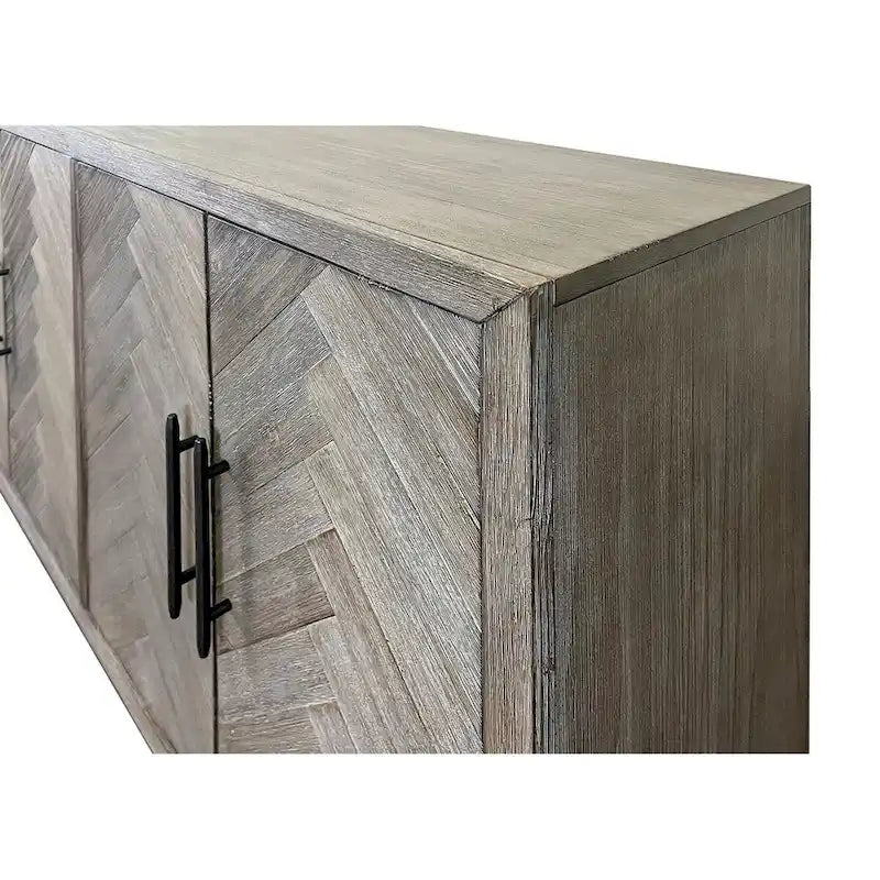 Meuble TV 90 six portes, meuble multimédia, buffet en bois, entièrement assemblé, gris - 90L x 32H x 16P